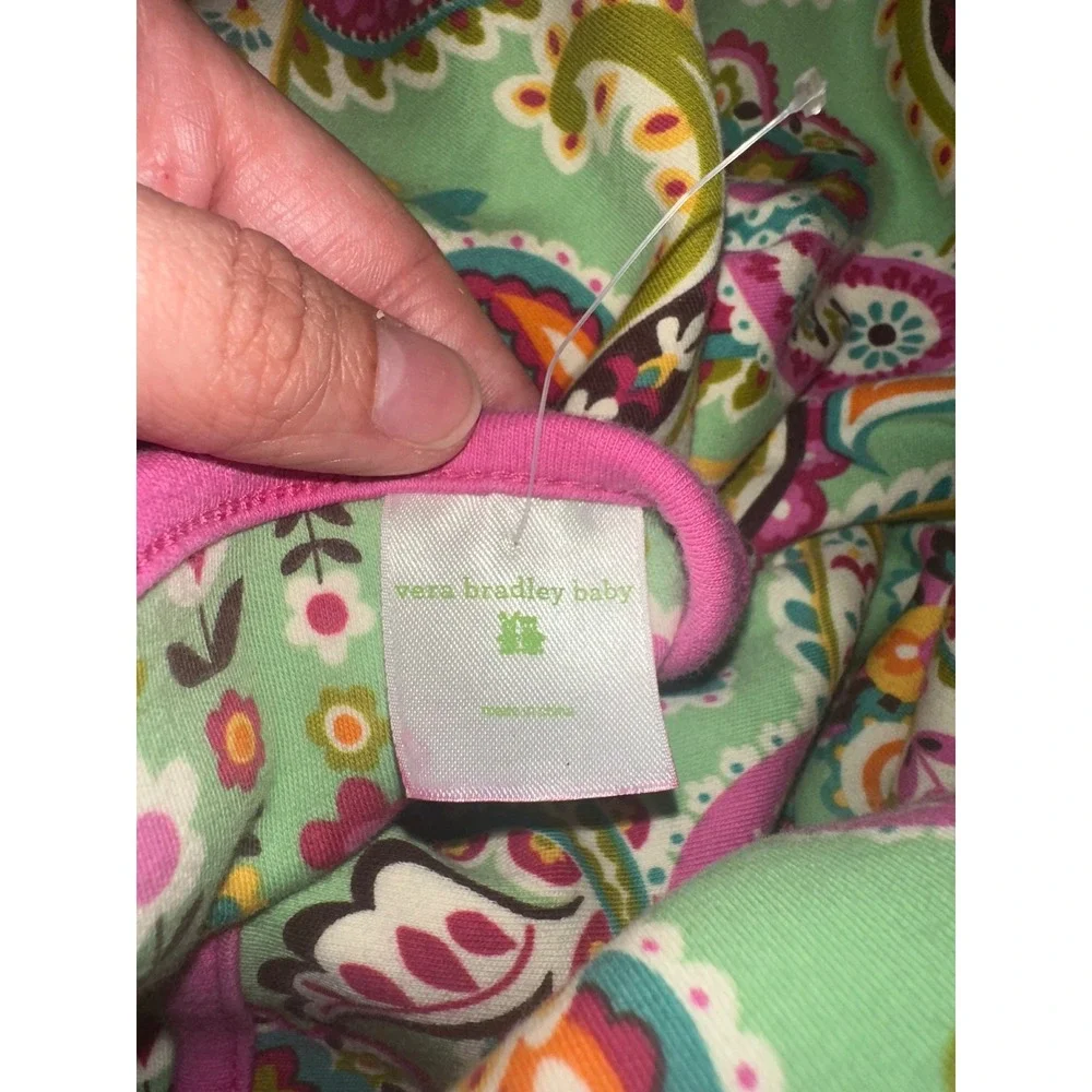 Vera Bradley Baby‎ Reversible Cotton Blanket Green Paisley Floral Pink Swaddle